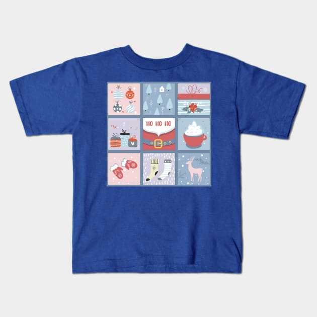 Santa Christmas Patchwork Ideas | Holly Jolly Christmas Kids T-Shirt by i am Cuta